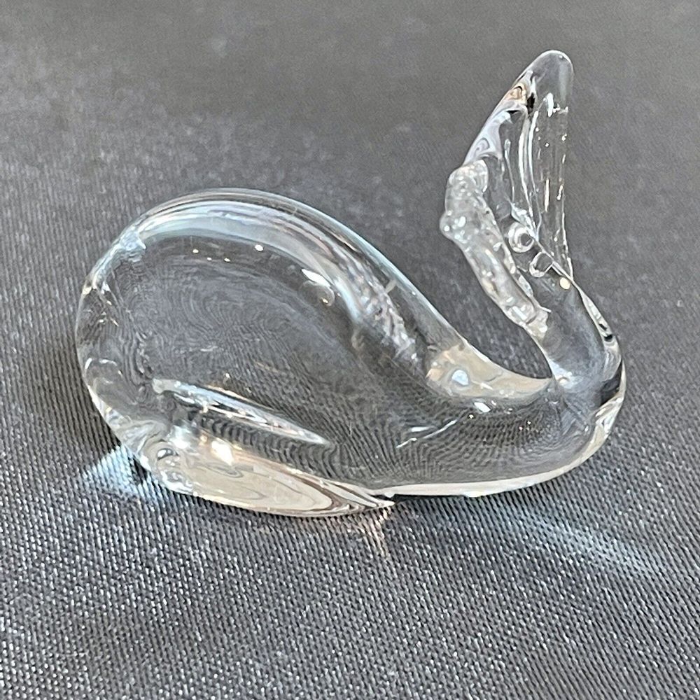 Dolphin Whale Figurines Miniature 2 Inch Pair Clear Hand Blown Crystal Glass - Picture 4 of 12